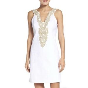Lilly Pulitzer Women’s Bentley White Gold Trim Shift Dress